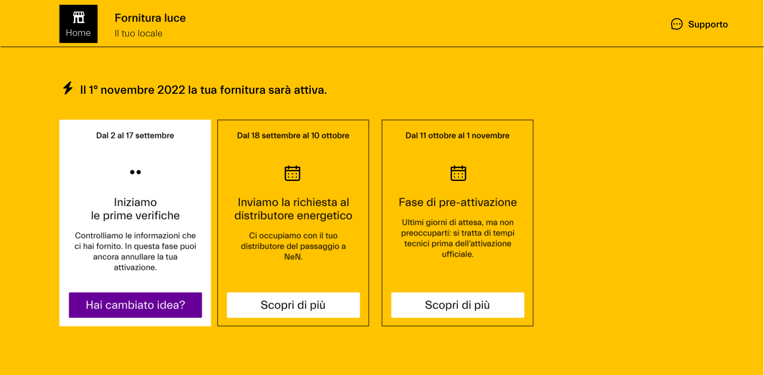 Uno screenshot dell'area personale di NeN per le partite IVA