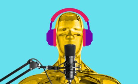 La statuetta degli Oscar indossa le cuffie