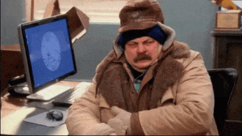 Ron Swanson di Parks and Recreation sembra avere parecchio freddo Ron Swanson di Parks and Recreation sembra avere parecchio freddo