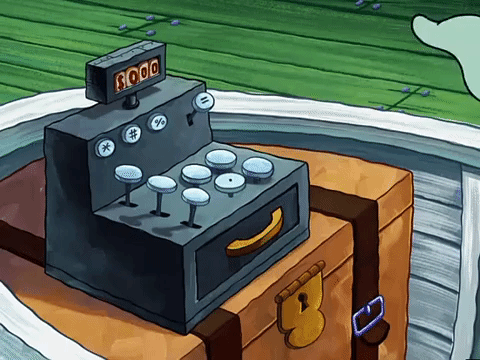 Una scena dal cartone di Spongebob dove una cassa si apre