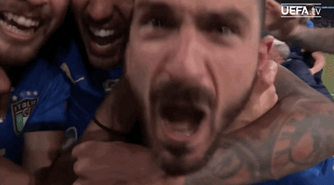 Bonucci urla di gioia durante gli Europei