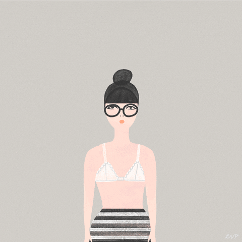 Una bellissima illustrazione di Libby VanderPloeg in cui una ragazza si veste a cipolla