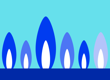 Un'illustrazione con tante fiammelle azzurre