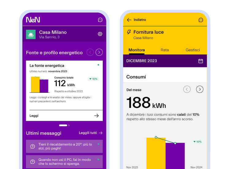 Un'immagine che mostra il funzionamento della sezione "Consumi" della nostra app