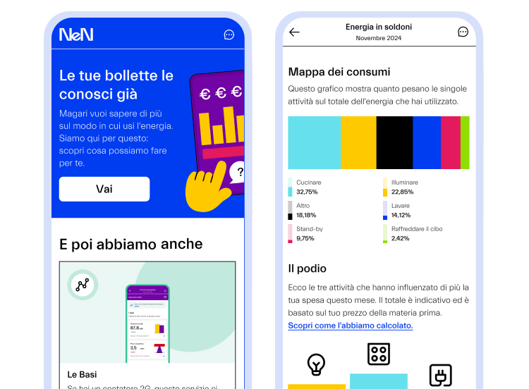Un'immagine della sezione "Servizi" della nostra app: mostra il funzionamento del servizio le Basi